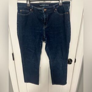Lands' End Dark Blue mid rise crop jeans